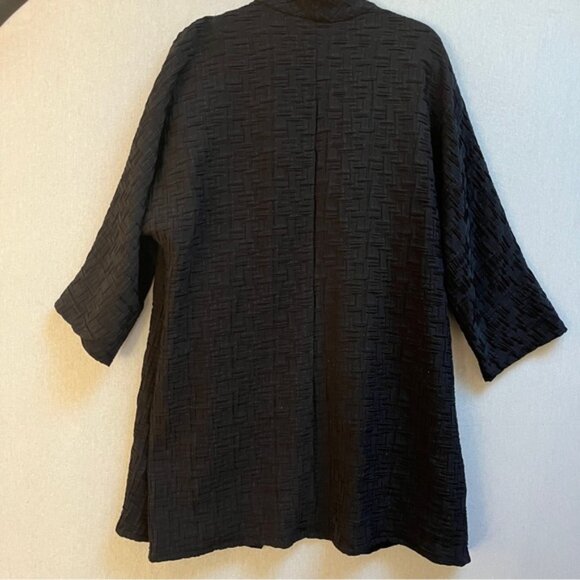 Marla Wynne Black Textured Top Coat Jacket Sz L - Picture 4 of 10